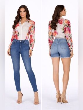 Joie White Blouse with Pink and Orange Floral Print